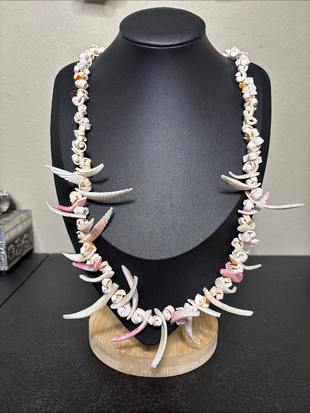 Handcrafted Pink and Cream Shell Necklace - Beach Boho Women’s Jewelry